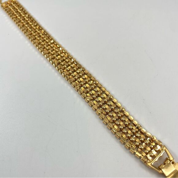 Vintage Kenneth Jay Lane KJL Gold Tone Rhinestone Chain Tennis Bracelet Elegant - Picture 8 of 8